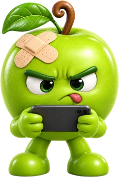 Mascot playing on a phone